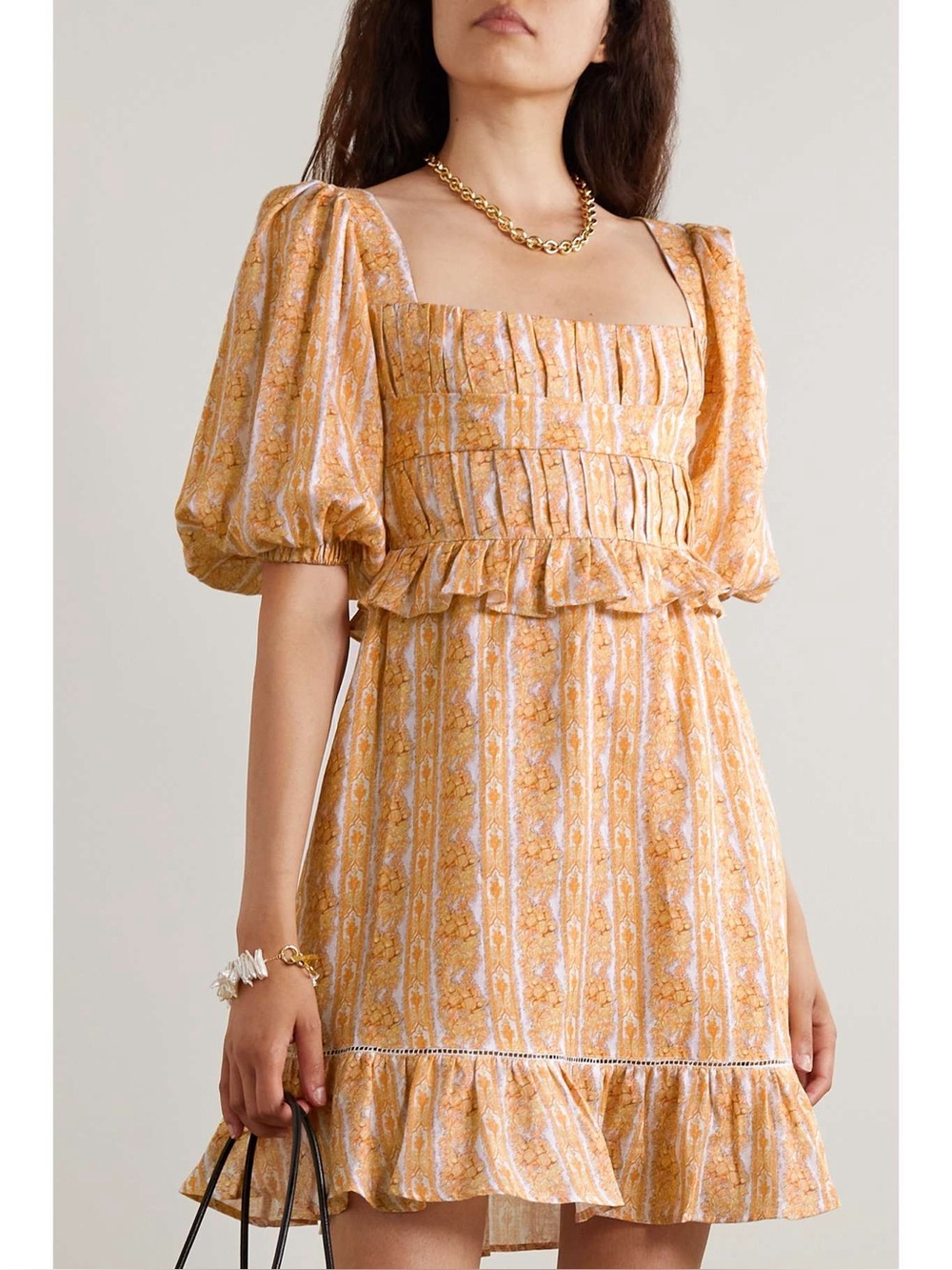 Lug Von Siga Leticia Ruffled Linen Mini Dress - size 38 - EUC